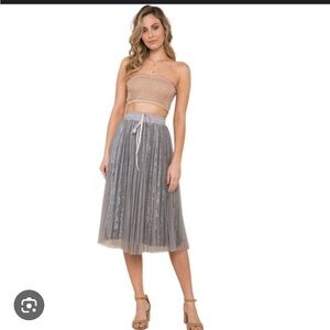 *NWT* RAGA Tulle Velvet Midi with pearls Skirt blue/grey 1x